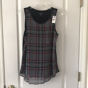 Express Plaid Rivet Tank Top - sz large NWT